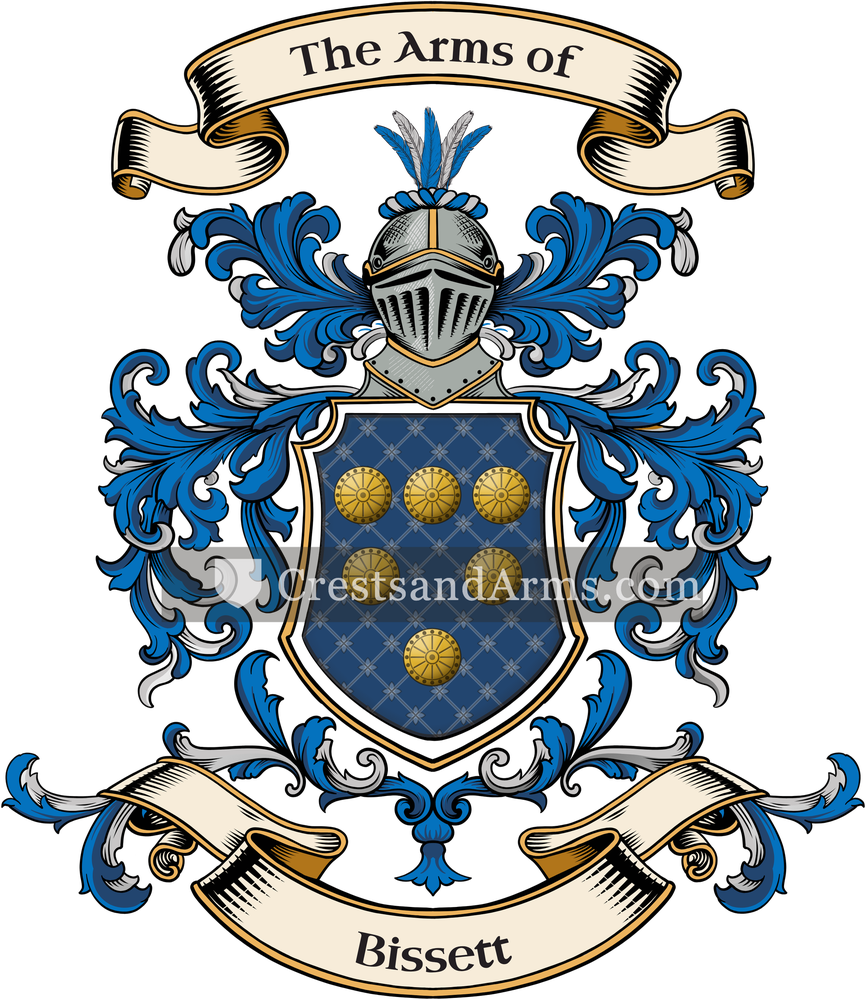 The Bissett coat of arms, drawn from the recorded blazon