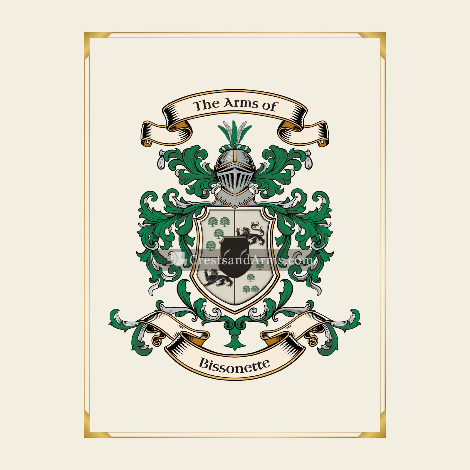 With gold border