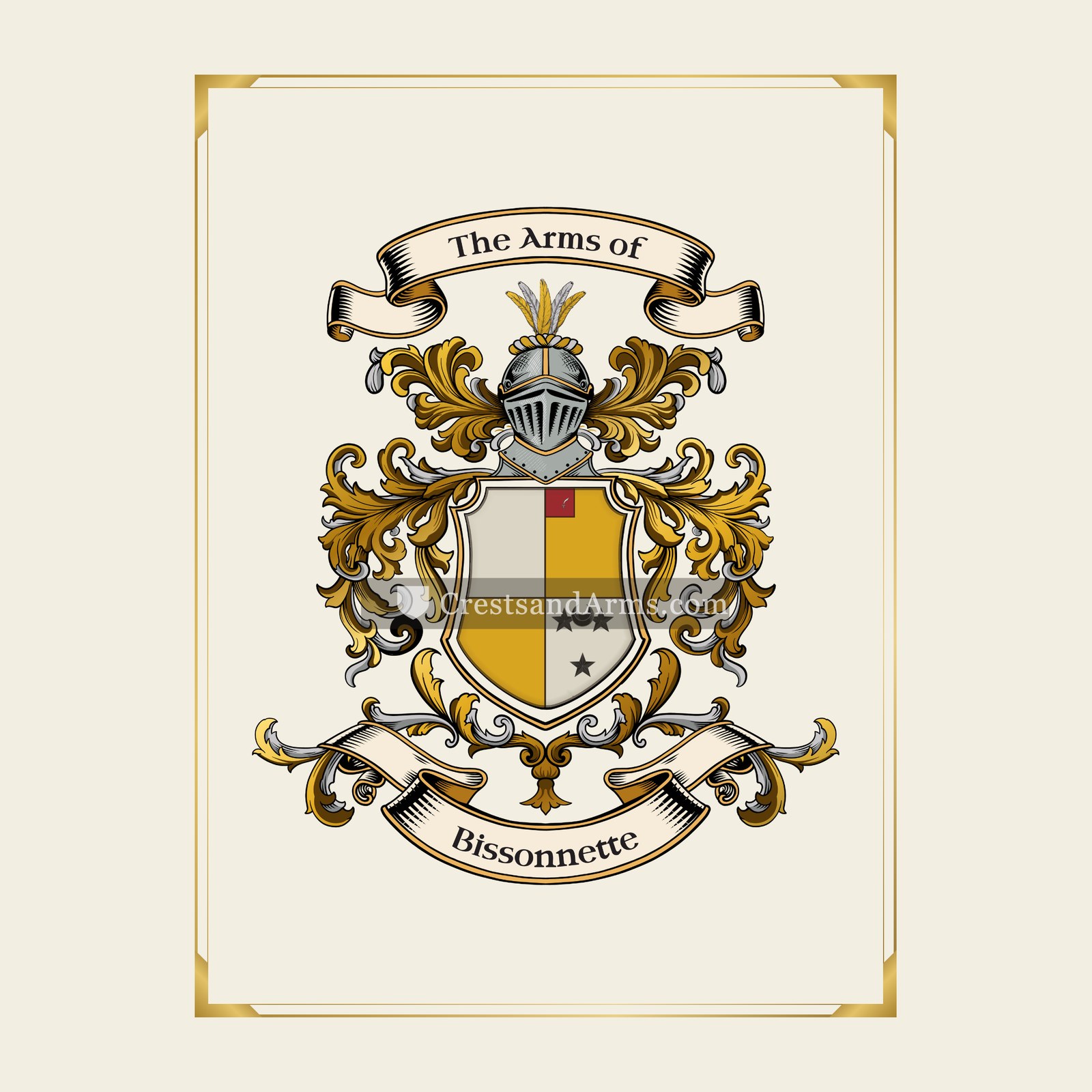 With gold border