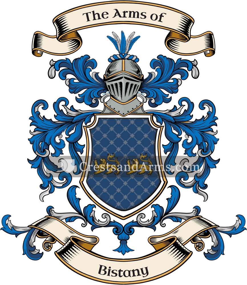The Bistany coat of arms, drawn from the recorded blazon