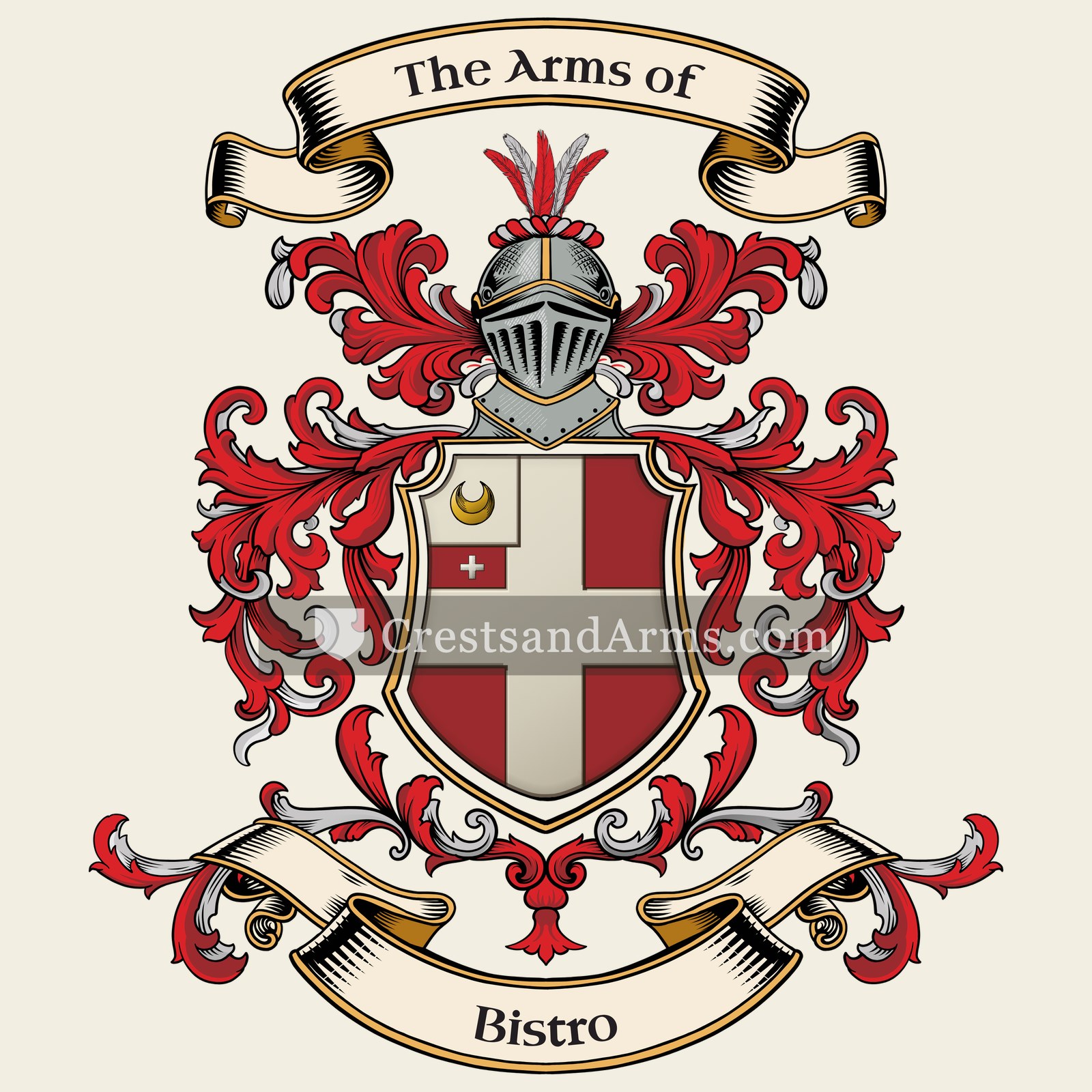 The Bistro coat of arms, drawn from the recorded blazon