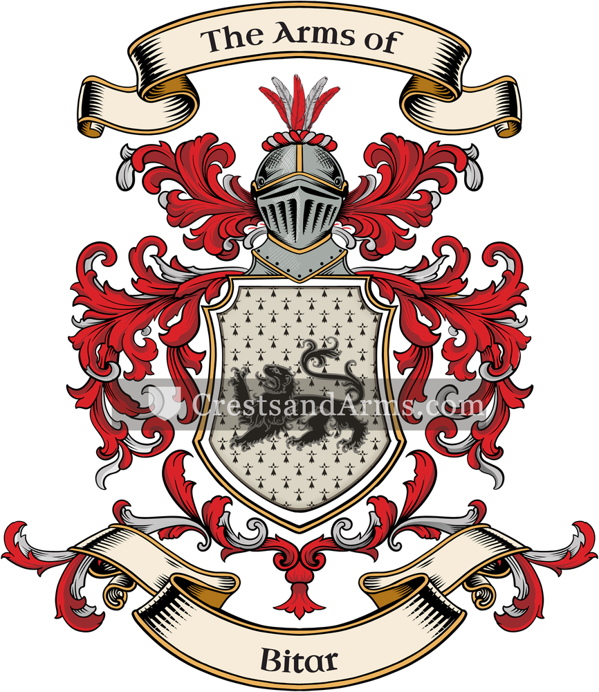 The Bitar coat of arms, drawn from the recorded blazon