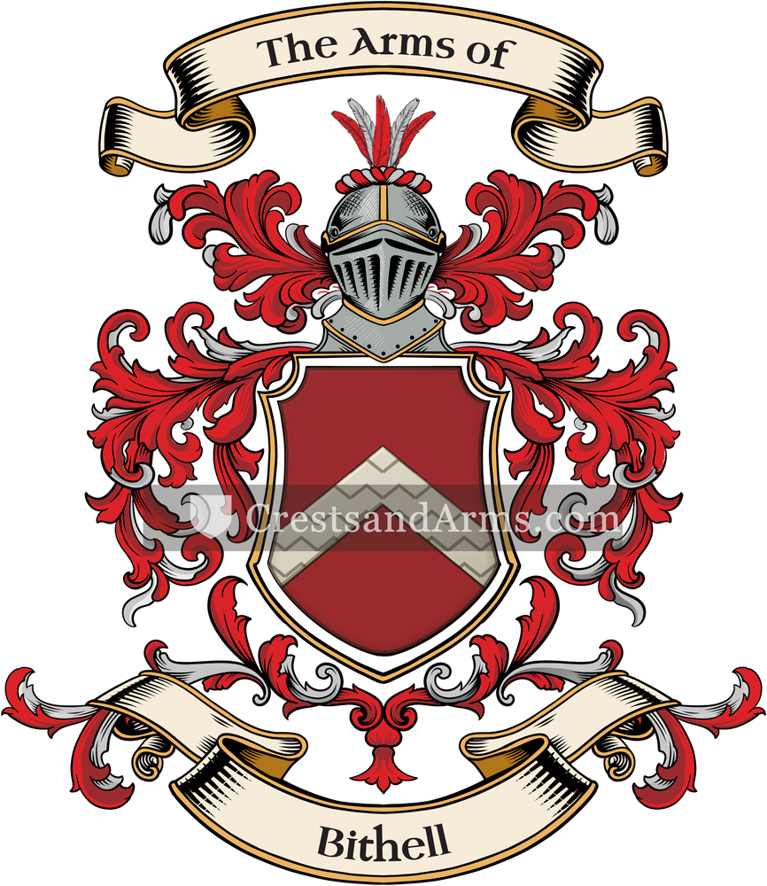 The Bithell coat of arms, drawn from the recorded blazon
