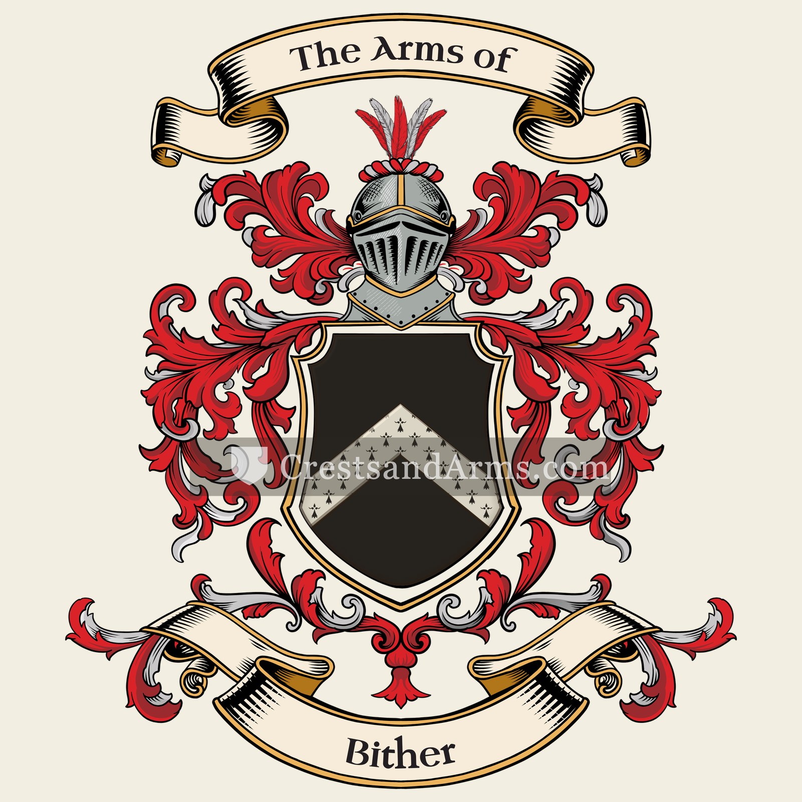 The Bither coat of arms, drawn from the recorded blazon