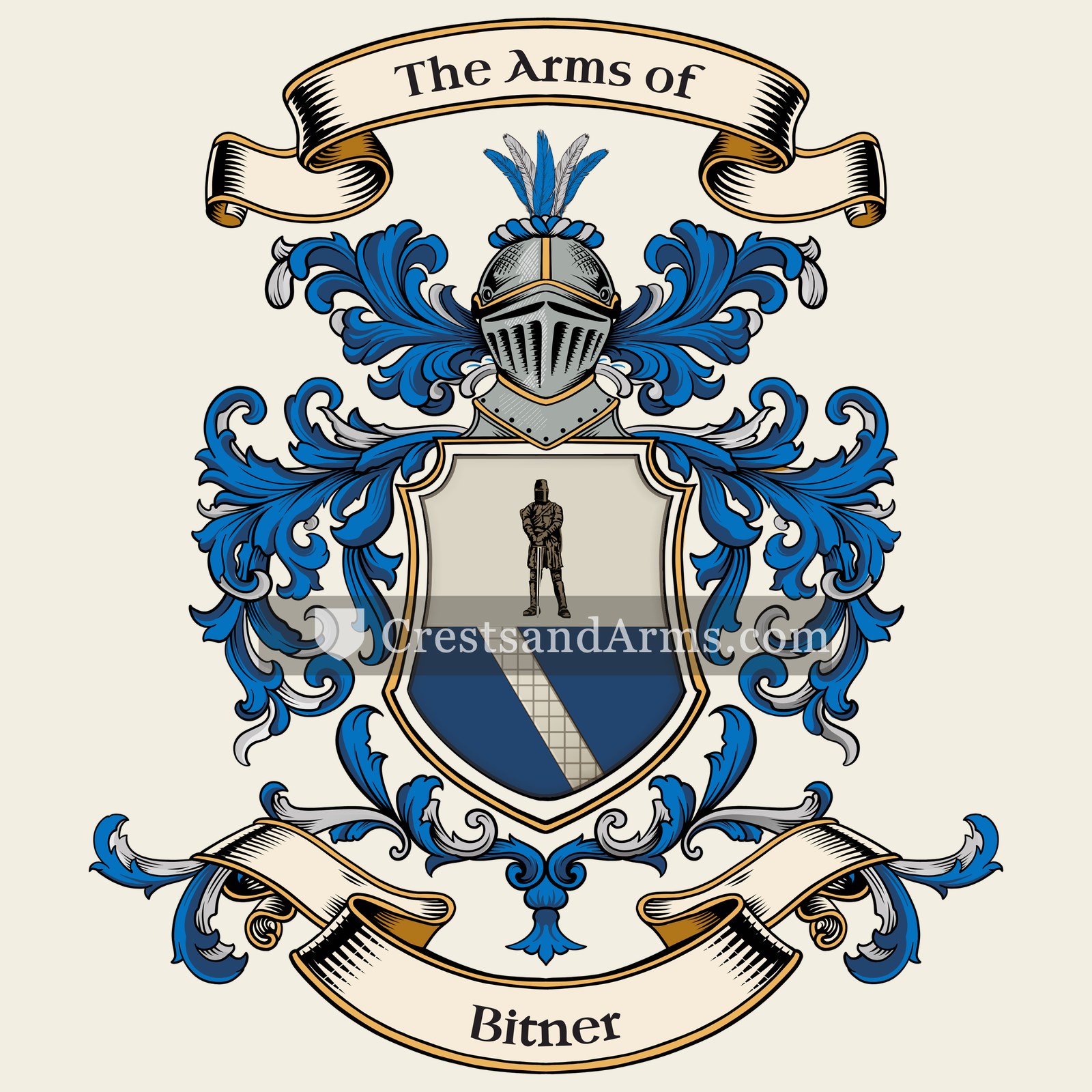 The Bitner coat of arms, drawn from the recorded blazon