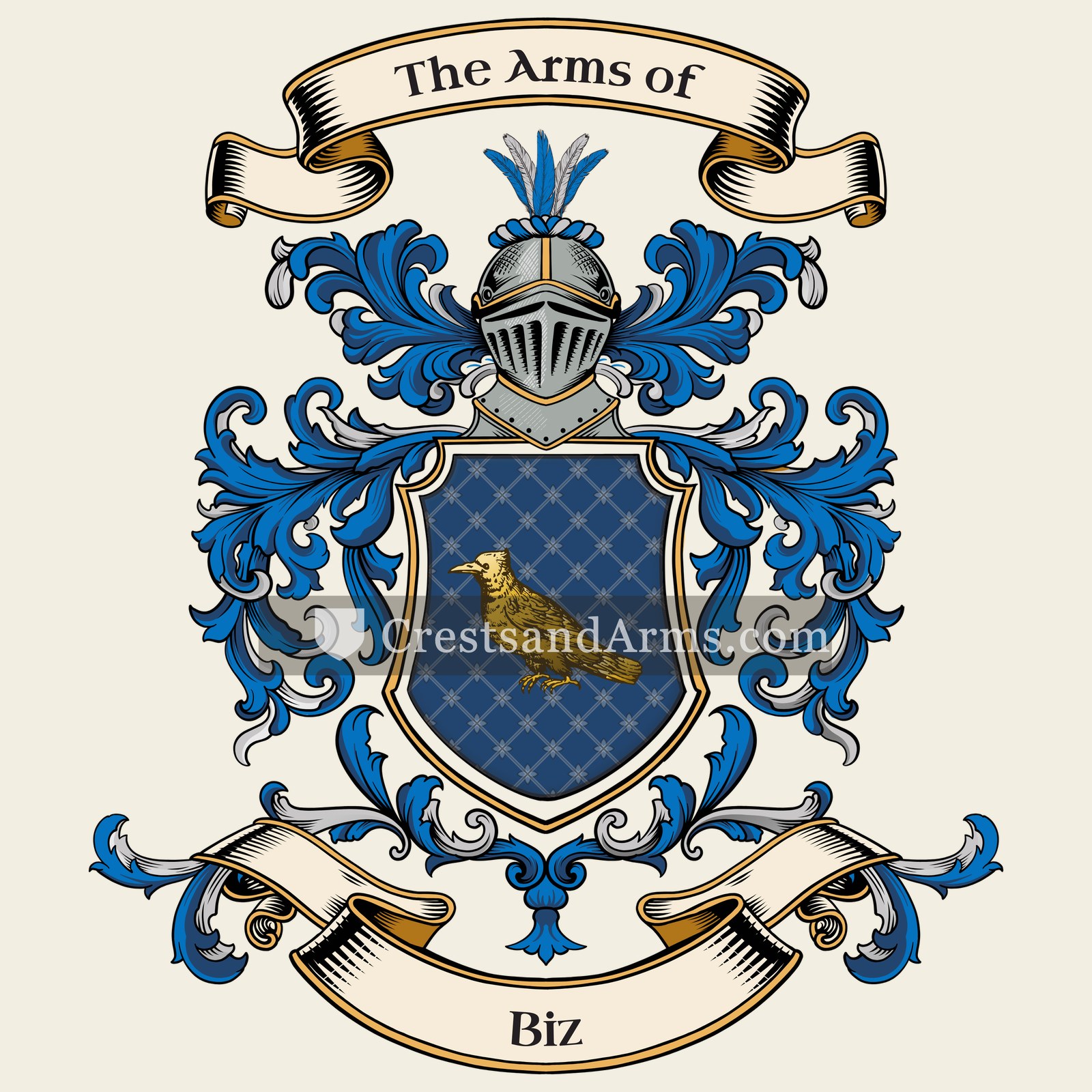 The Biz coat of arms, drawn from the recorded blazon