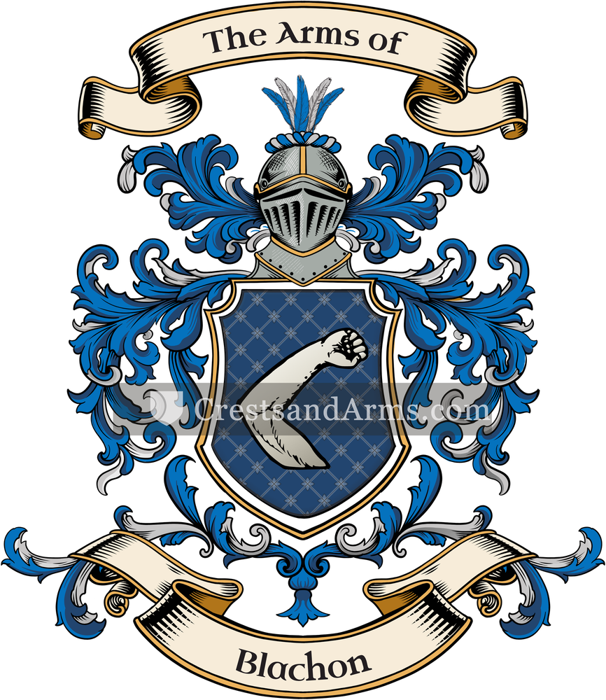 The Blachon coat of arms, drawn from the recorded blazon