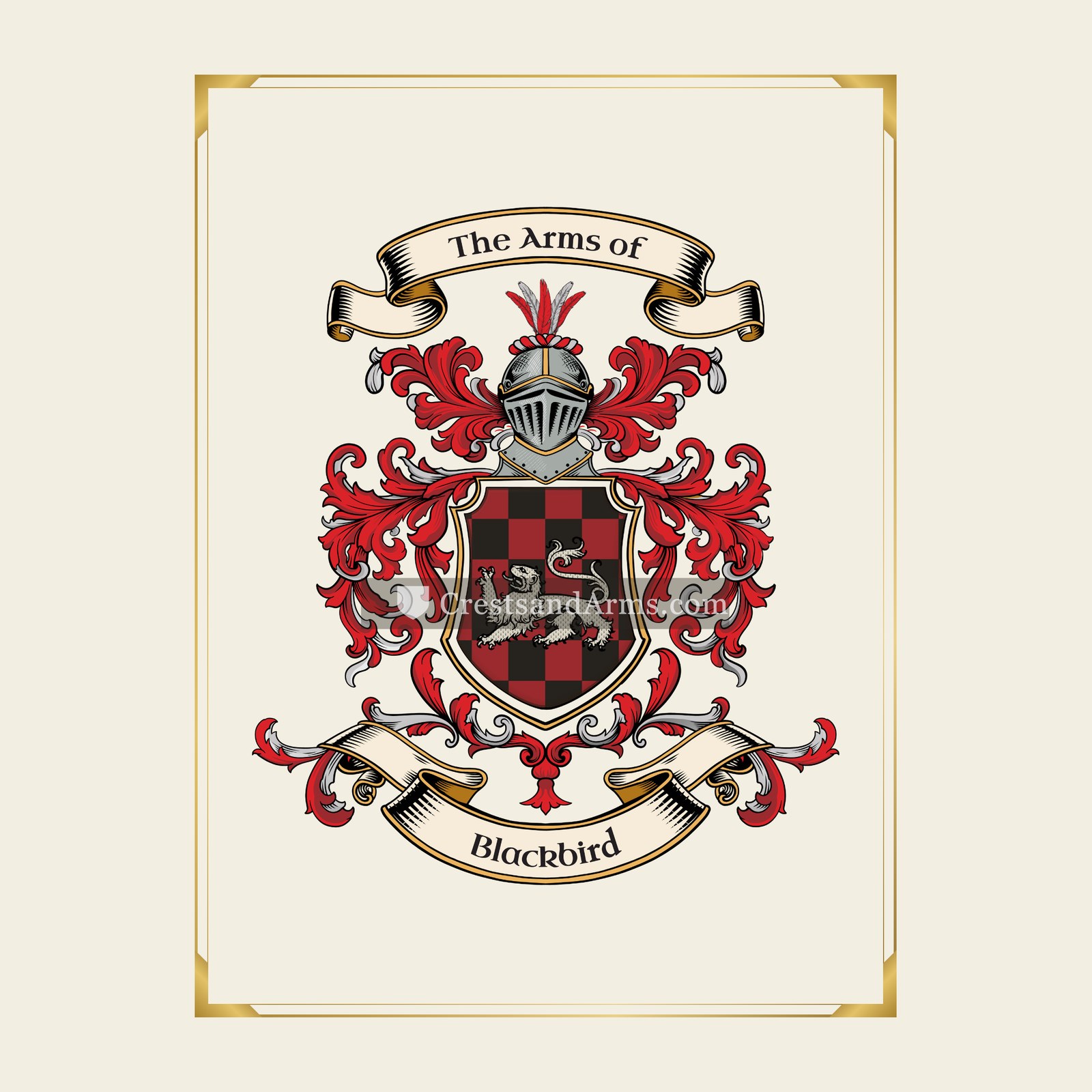 With gold border