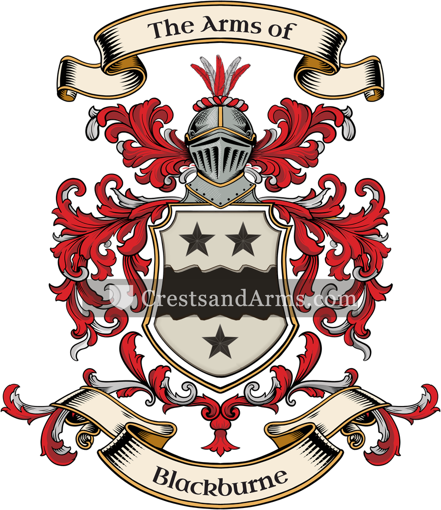 The Blackburne coat of arms, drawn from the recorded blazon