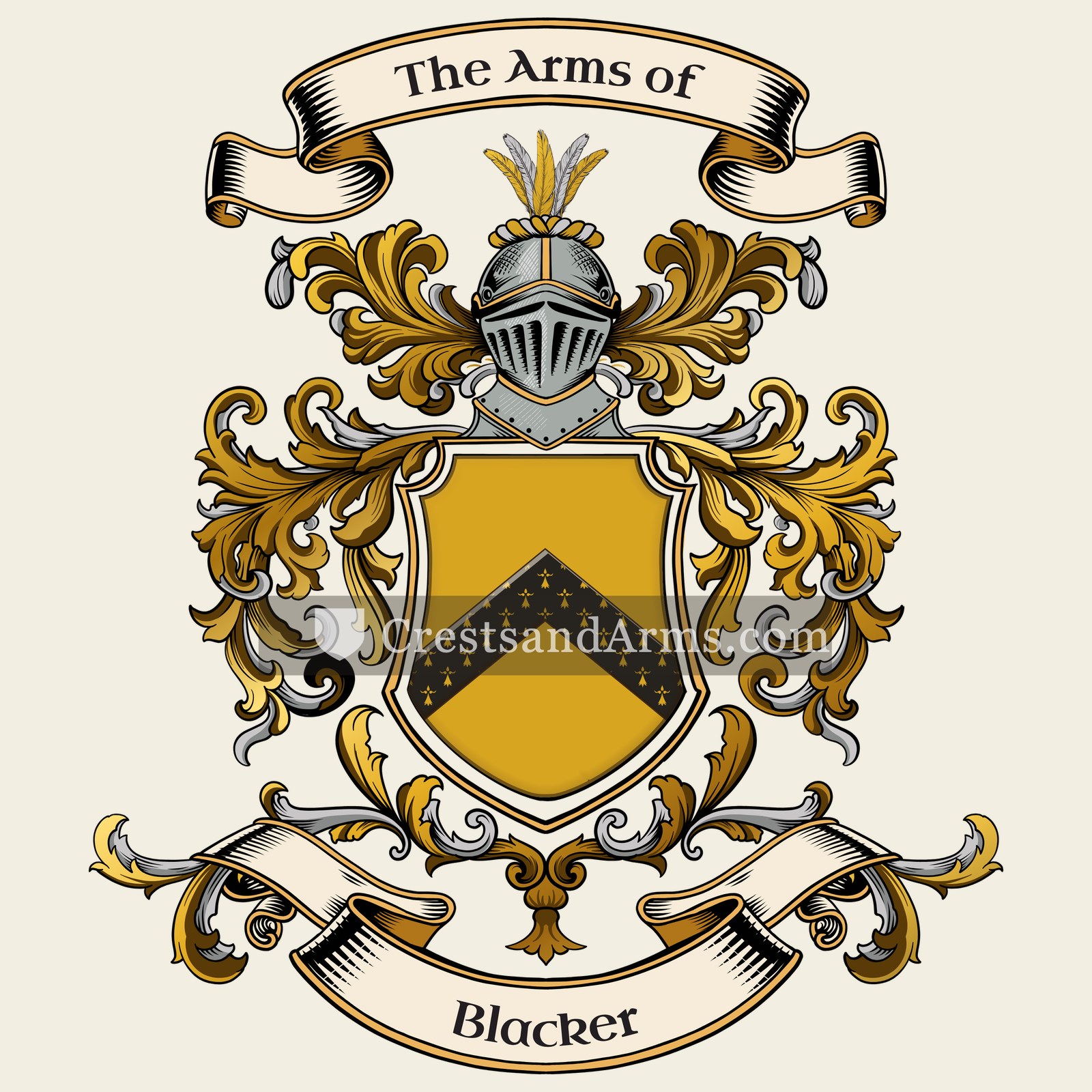 The Blacker coat of arms, drawn from the recorded blazon