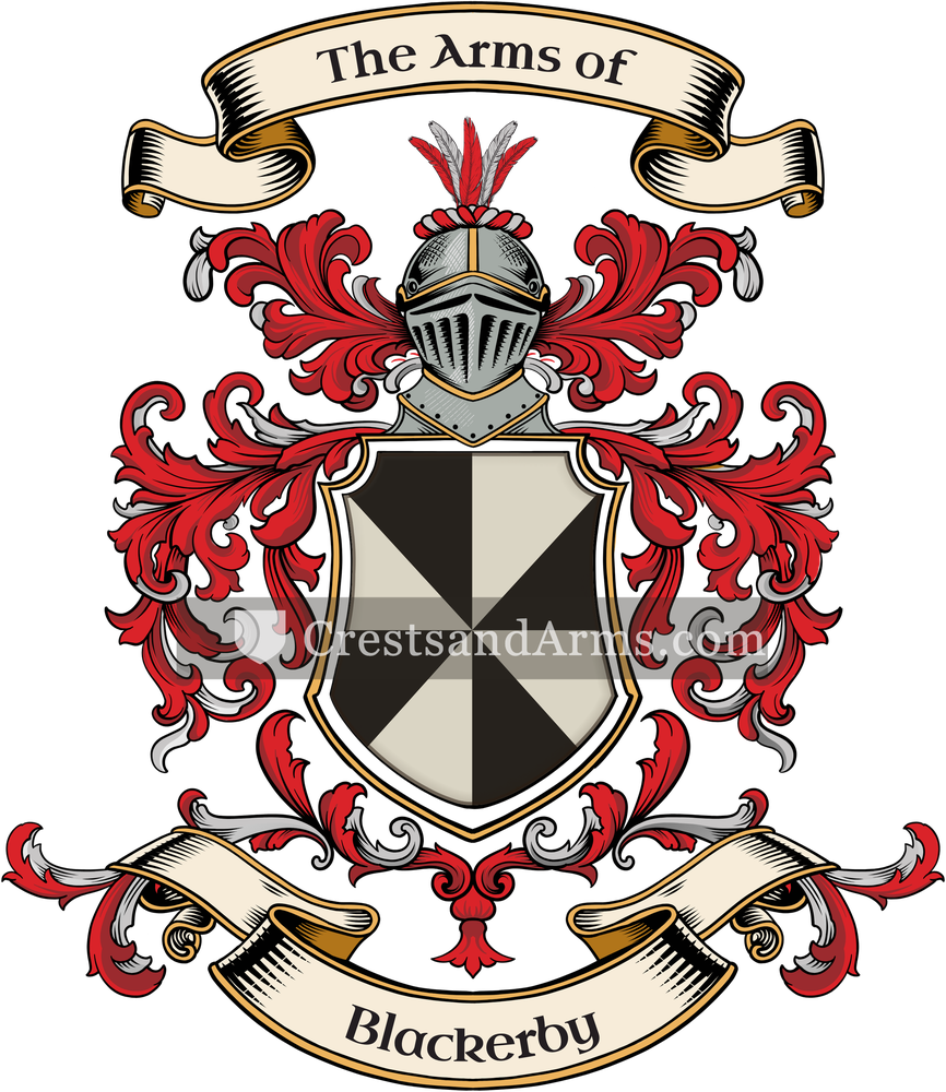 The Blackerby coat of arms, drawn from the recorded blazon