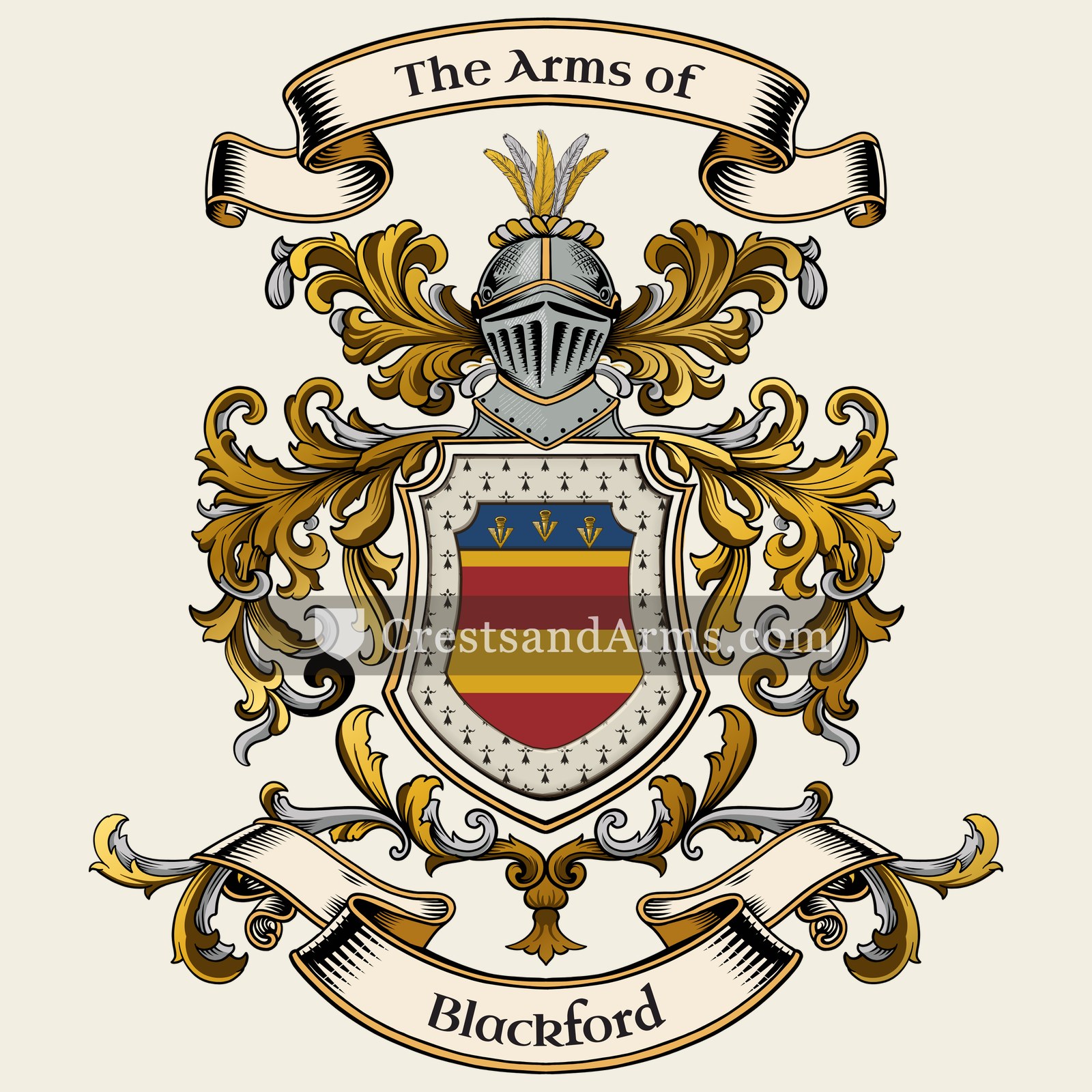 The Blackford coat of arms, drawn from the recorded blazon