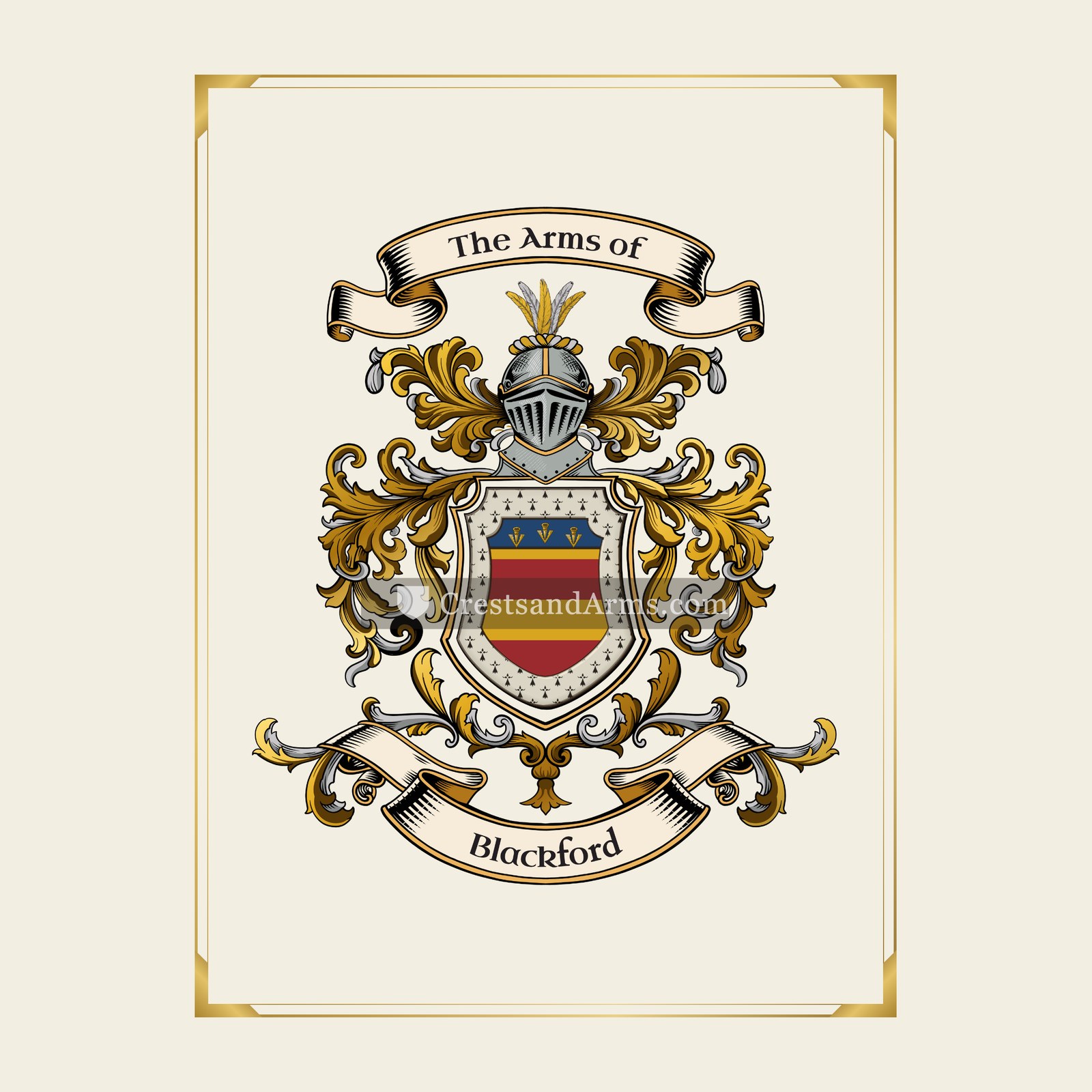 With gold border