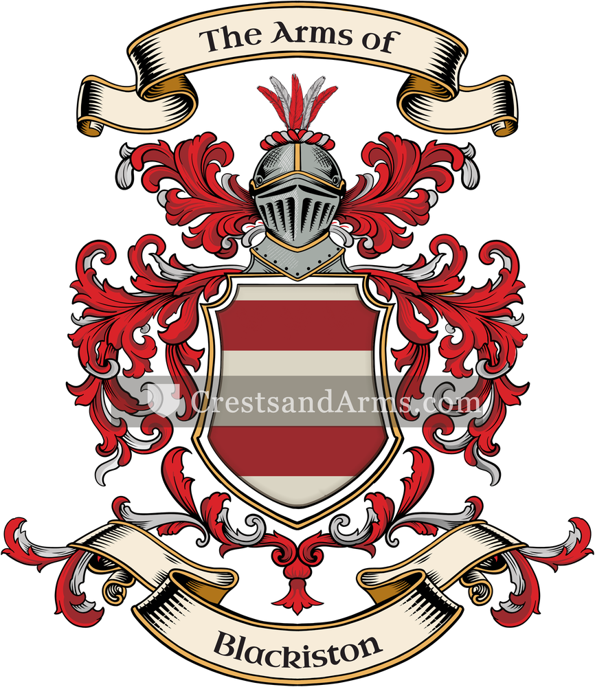 The Blackiston coat of arms, drawn from the recorded blazon