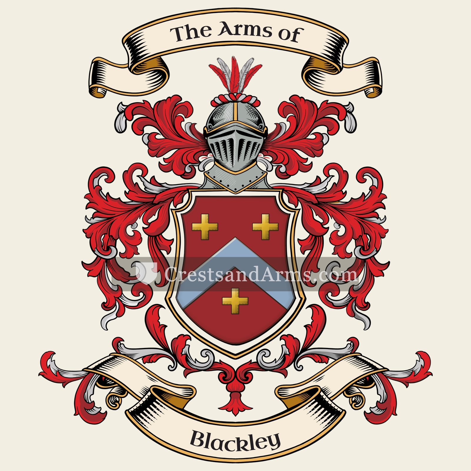The Blackley coat of arms, drawn from the recorded blazon