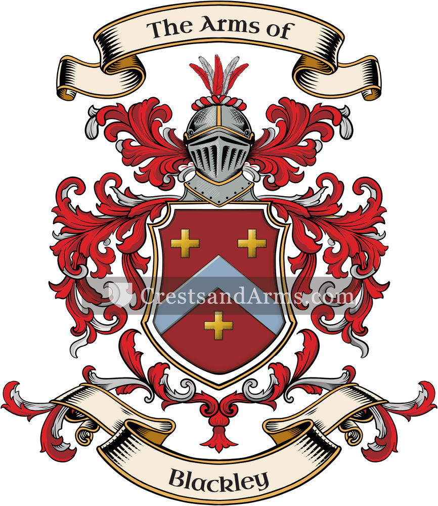 The Blackley coat of arms, drawn from the recorded blazon