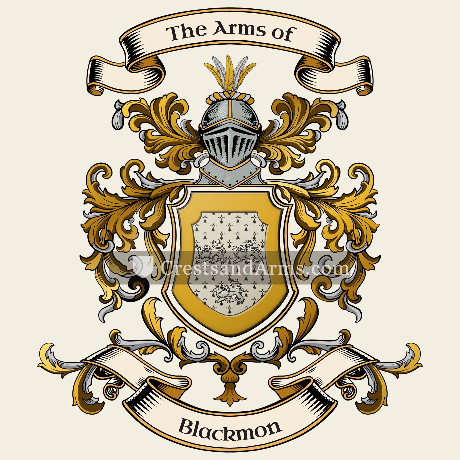 The Blackmon coat of arms, drawn from the recorded blazon