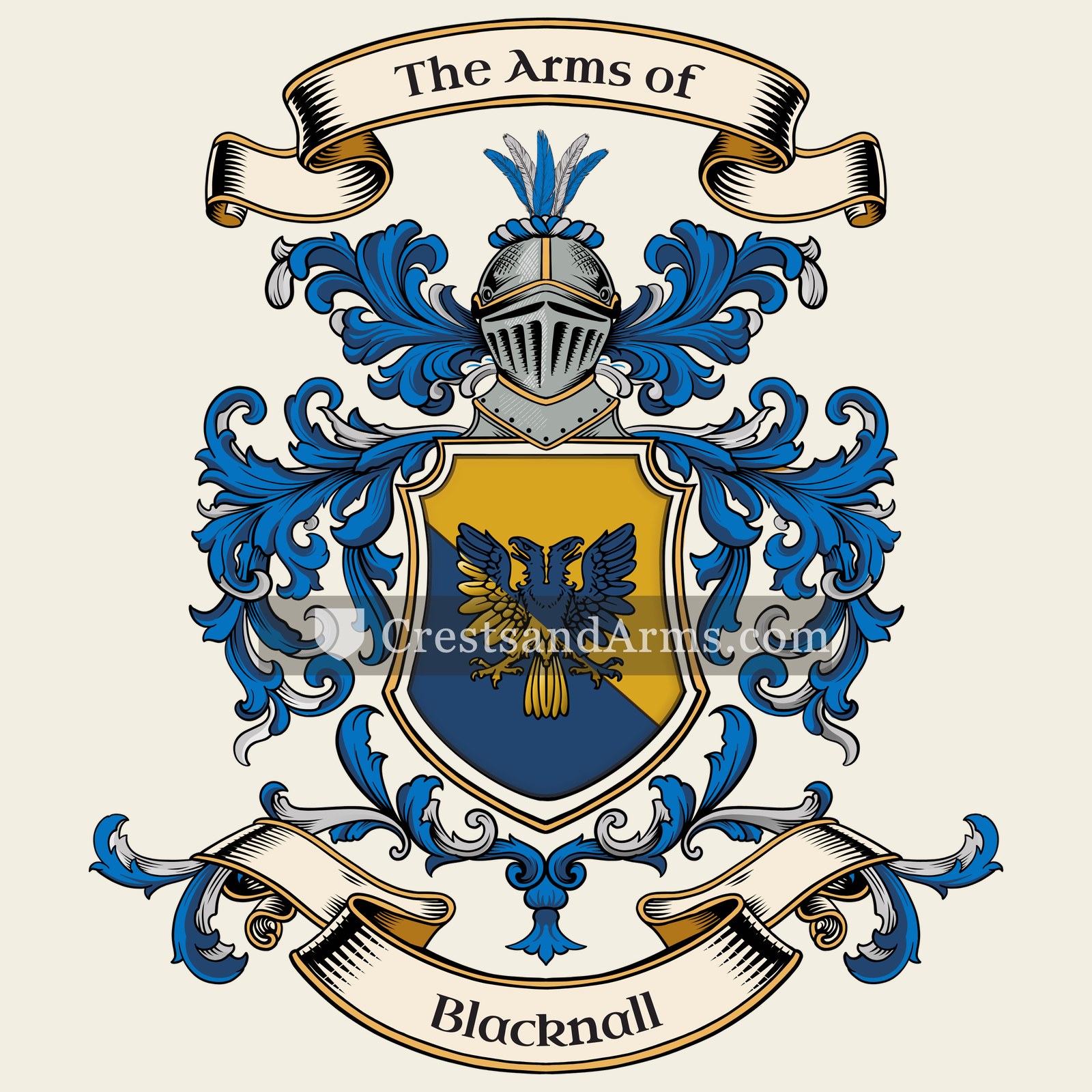 The Blacknall coat of arms, drawn from the recorded blazon