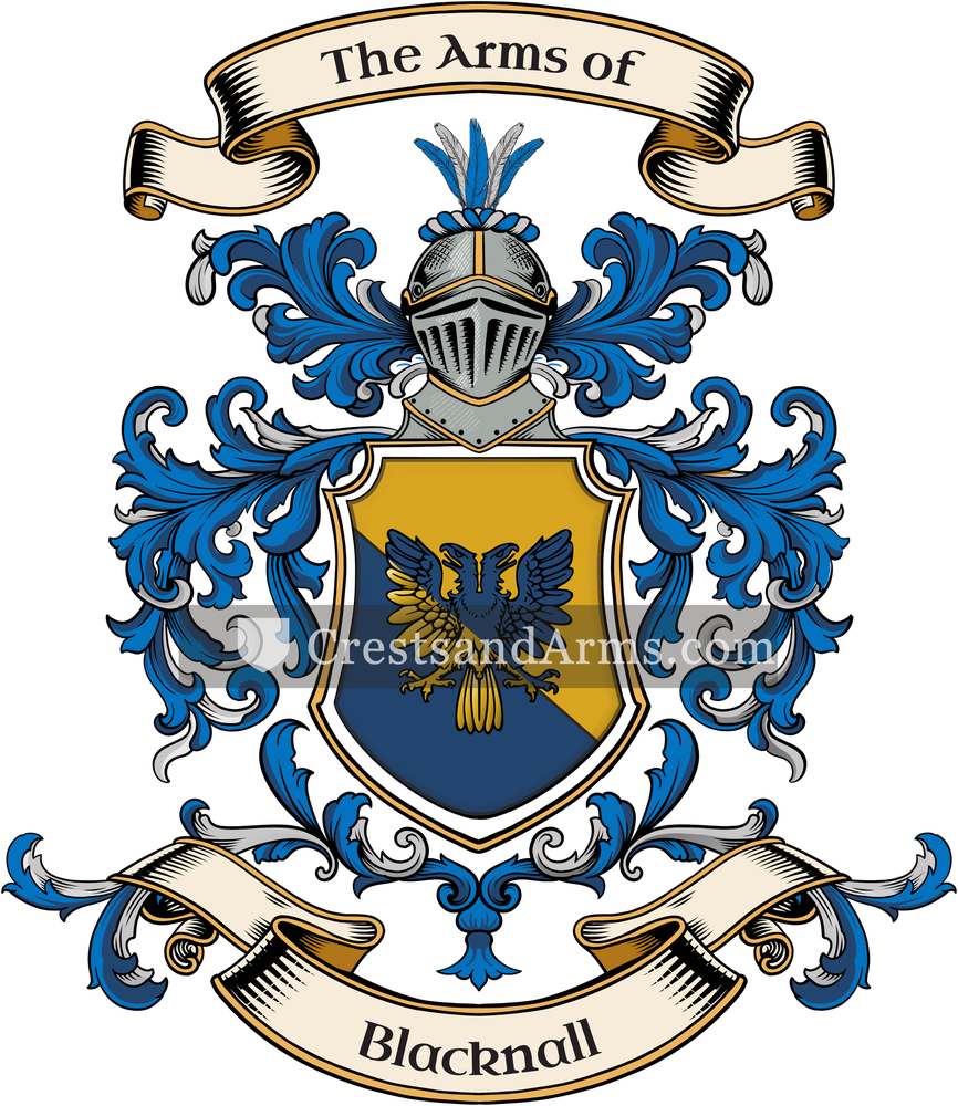 The Blacknall coat of arms, drawn from the recorded blazon
