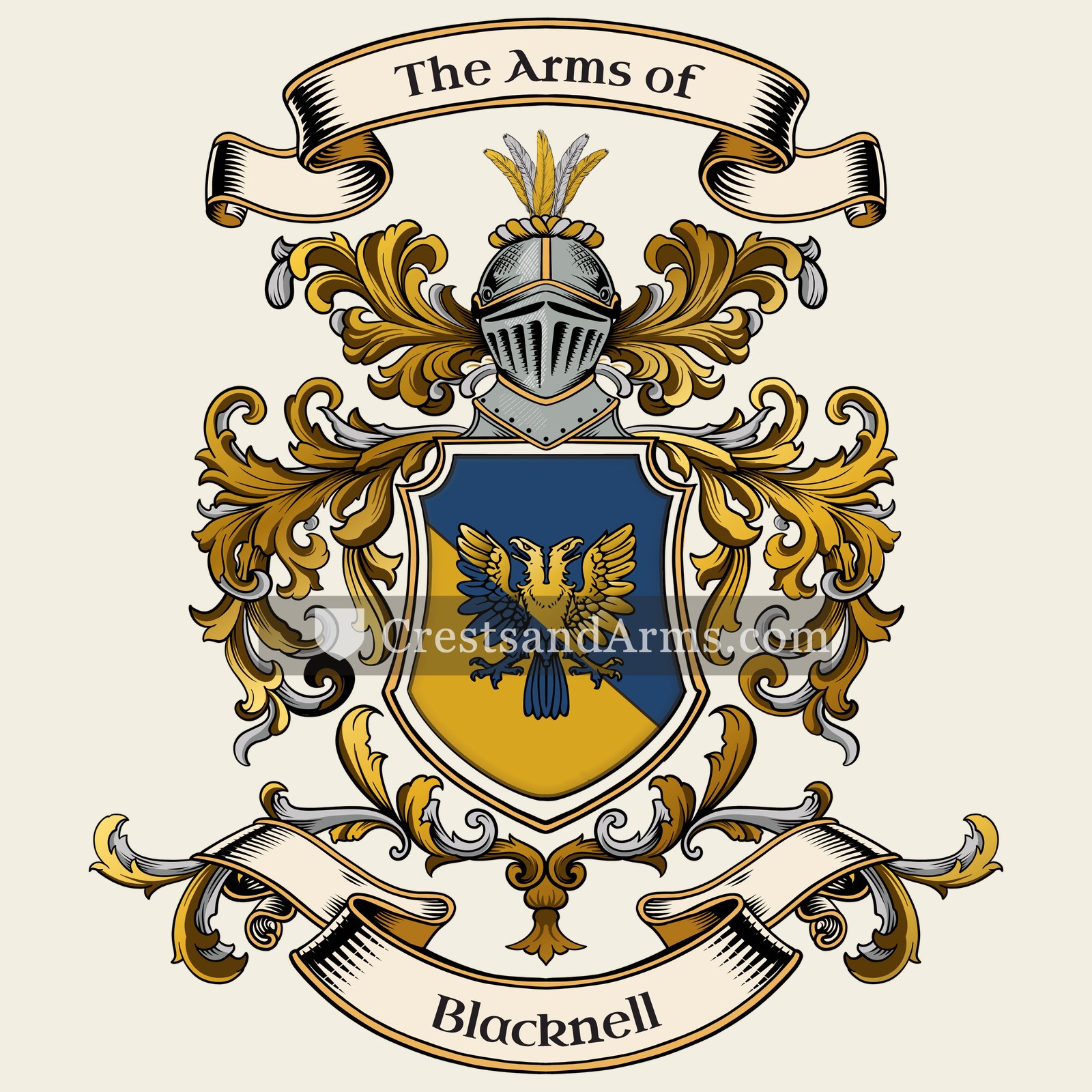 The Blacknell coat of arms, drawn from the recorded blazon