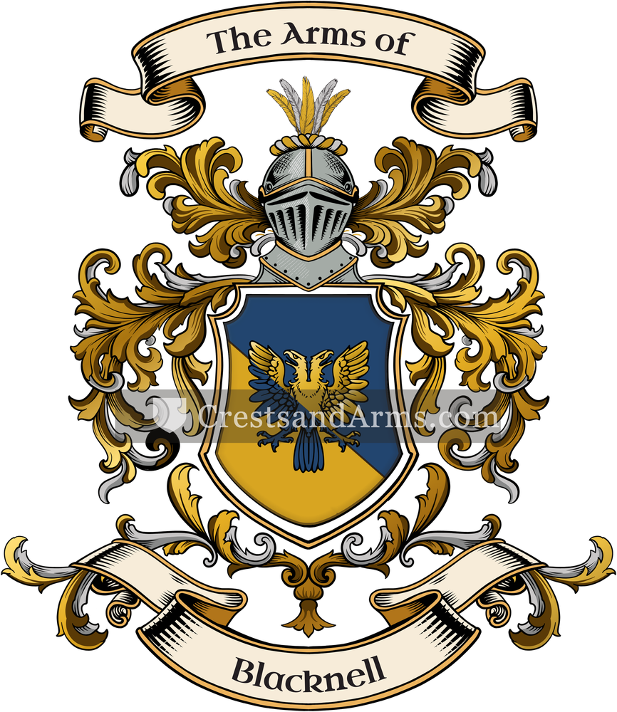 The Blacknell coat of arms, drawn from the recorded blazon