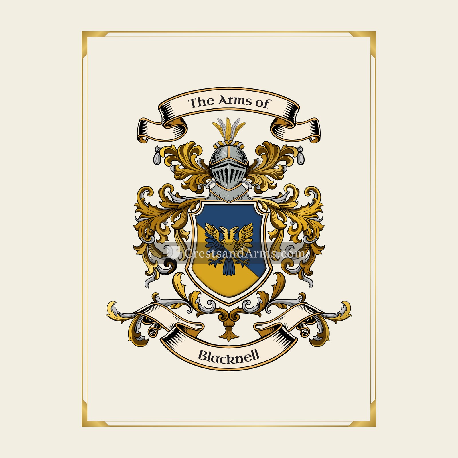 With gold border