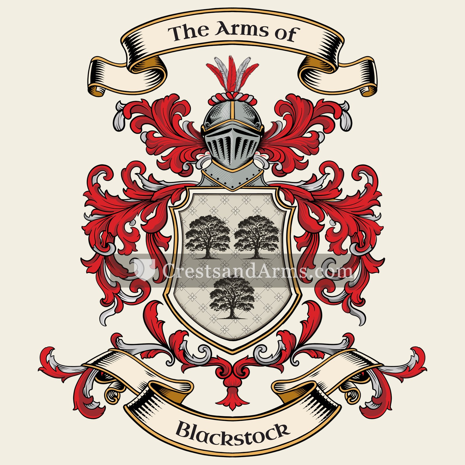 The Blackstock coat of arms, drawn from the recorded blazon