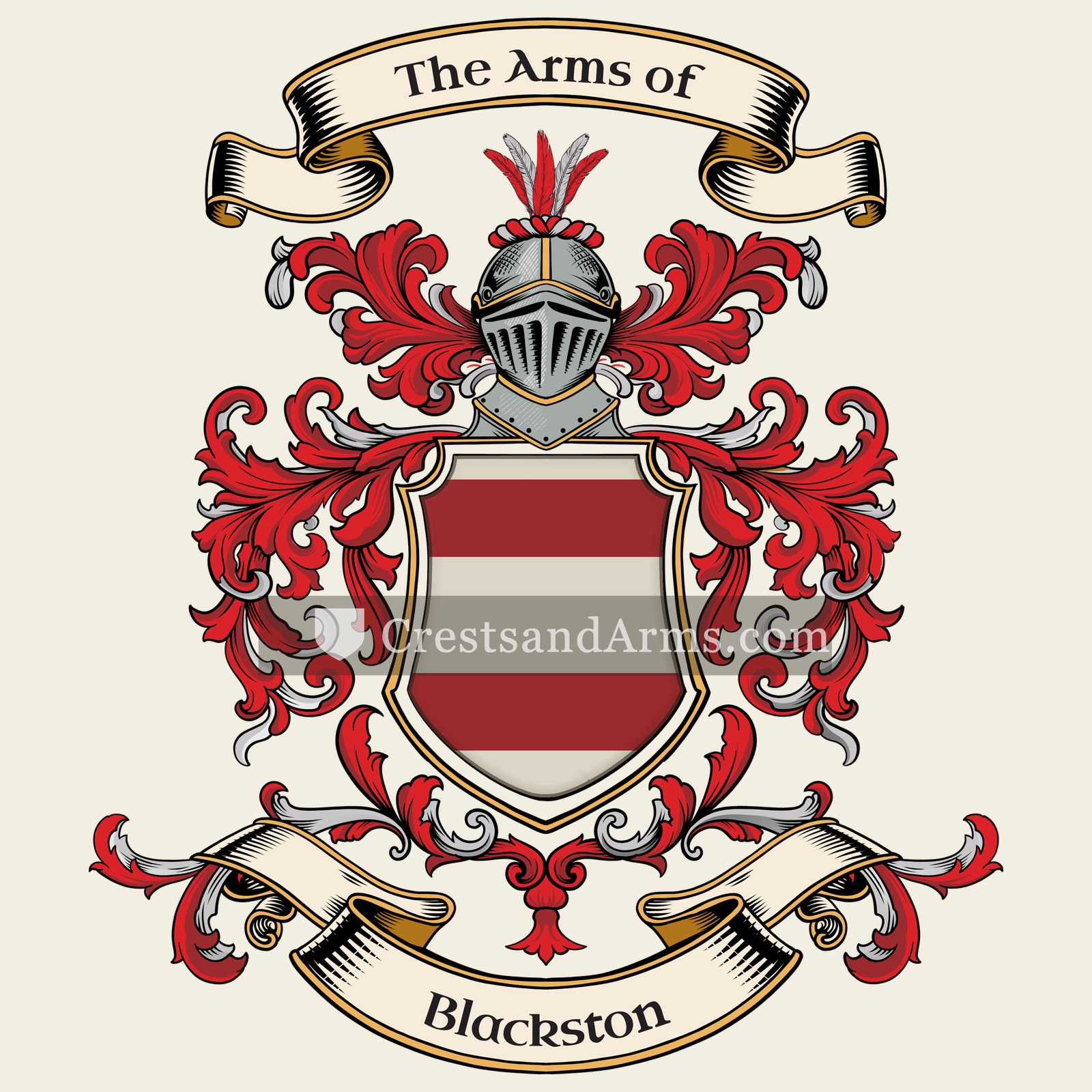 The Blackston coat of arms, drawn from the recorded blazon