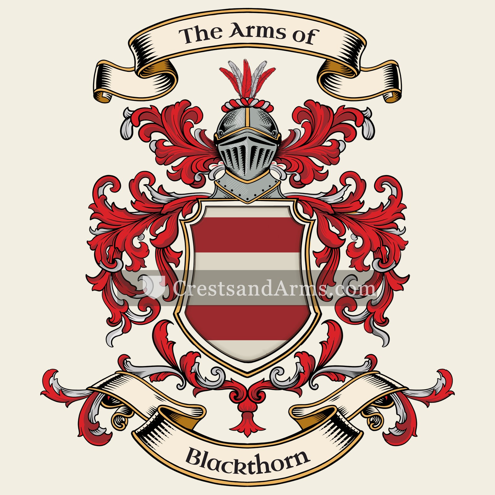 The Blackthorn coat of arms, drawn from the recorded blazon