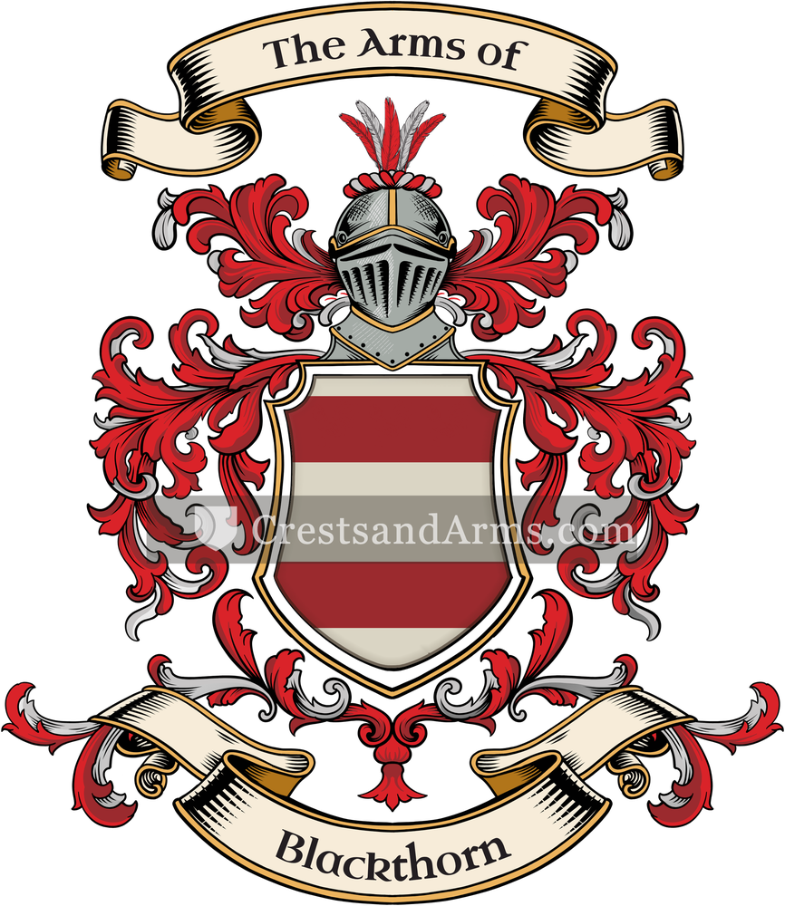 The Blackthorn coat of arms, drawn from the recorded blazon