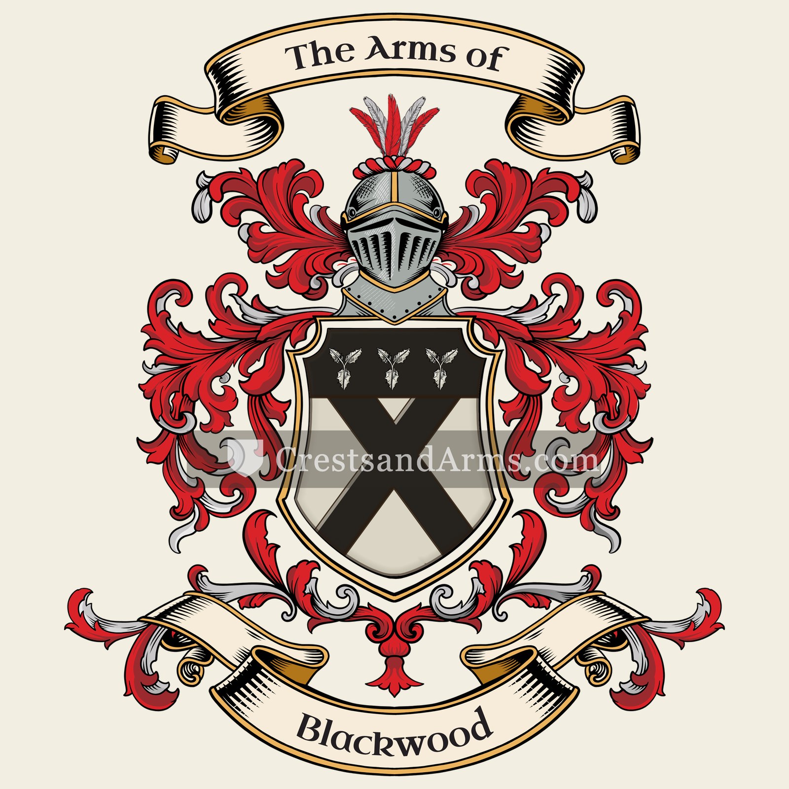 The Blackwood coat of arms, drawn from the recorded blazon