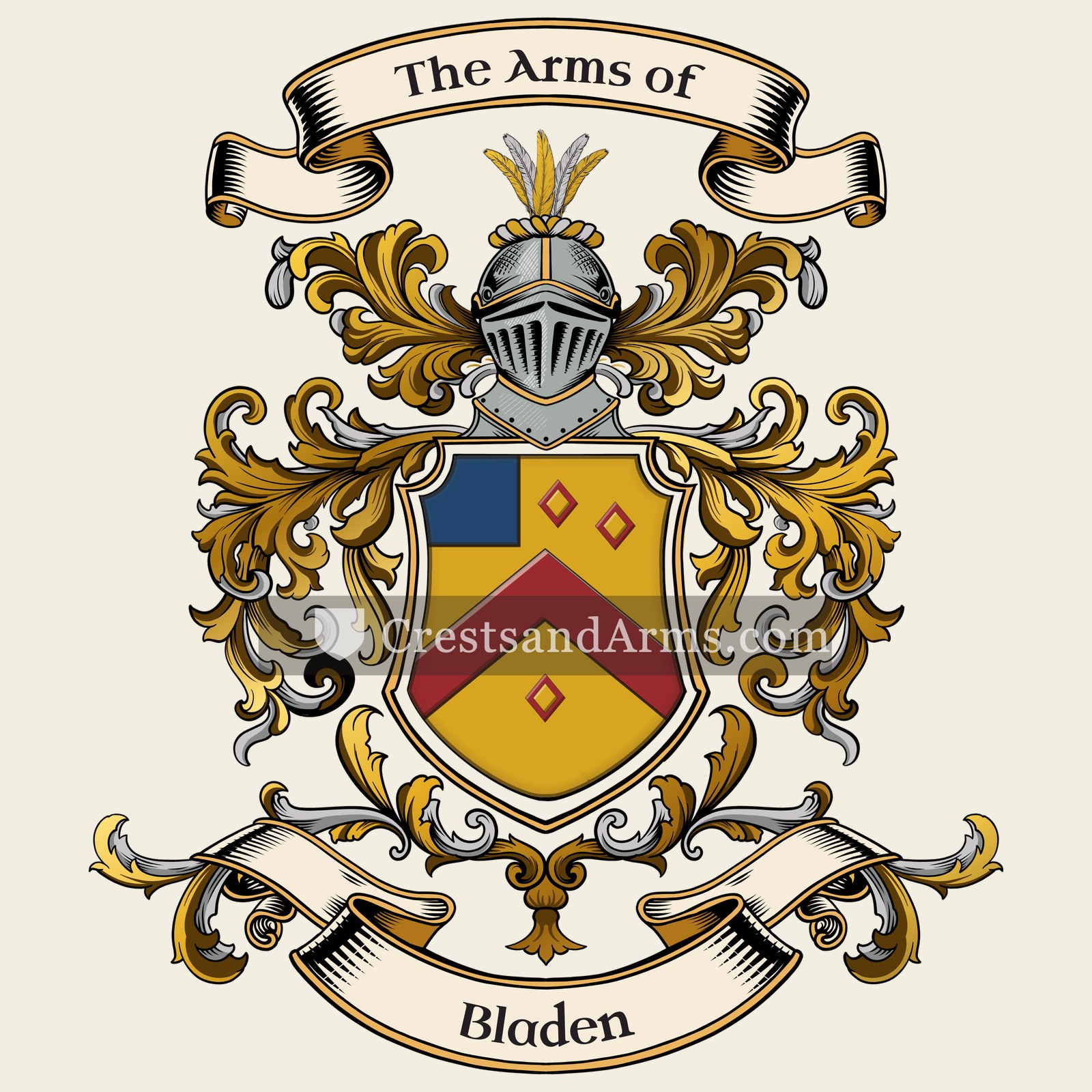 The Bladen coat of arms, drawn from the recorded blazon