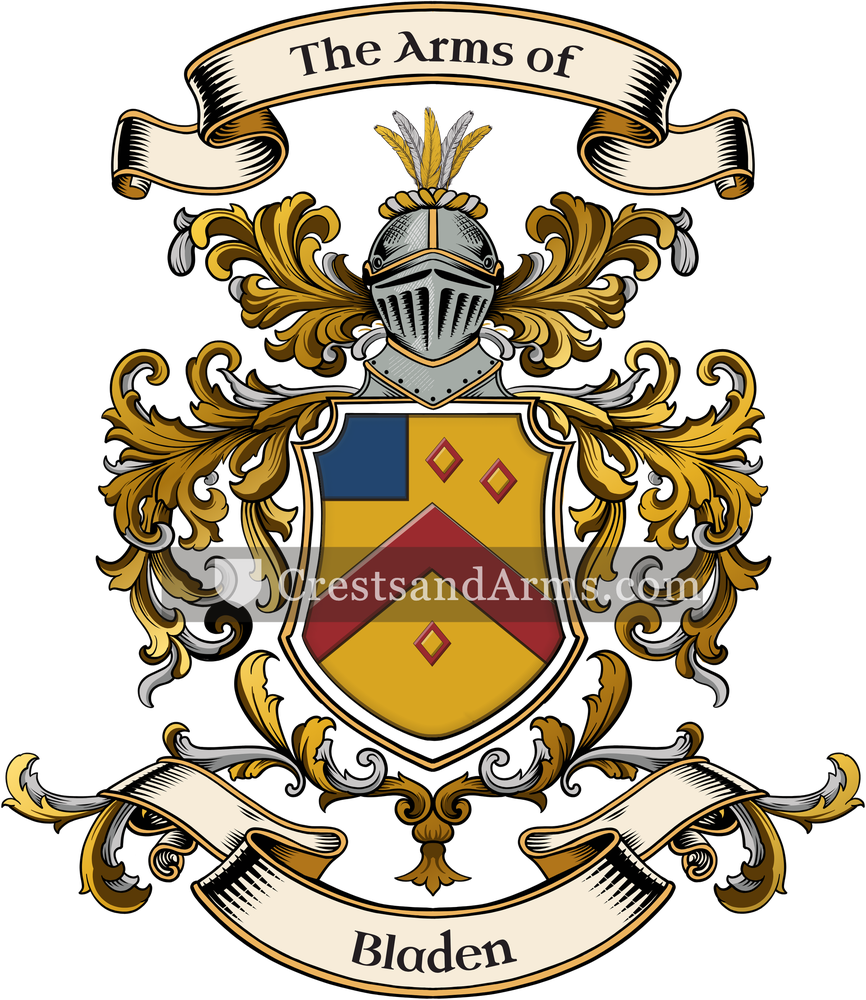 The Bladen coat of arms, drawn from the recorded blazon