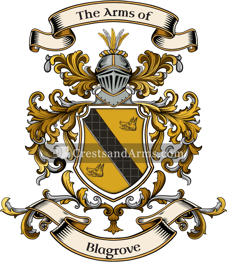 The Blagrove coat of arms, drawn from the recorded blazon