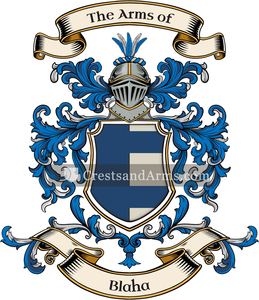 The Blaha coat of arms, drawn from the recorded blazon
