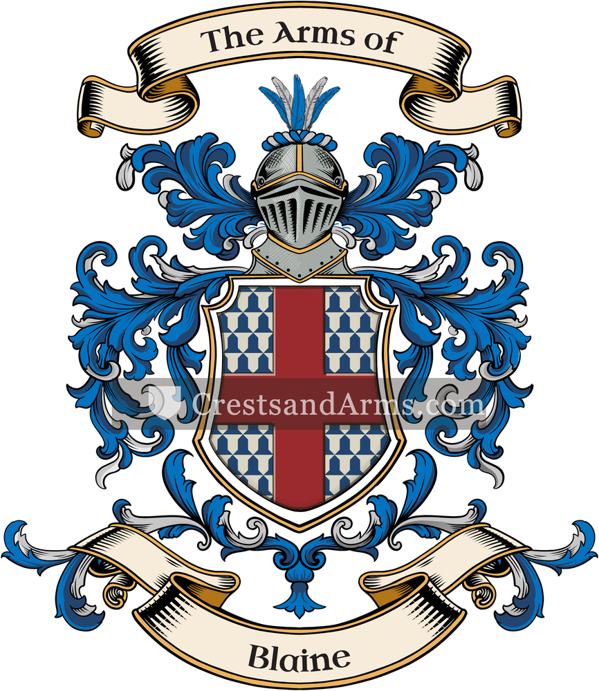 The Blaine coat of arms, drawn from the recorded blazon