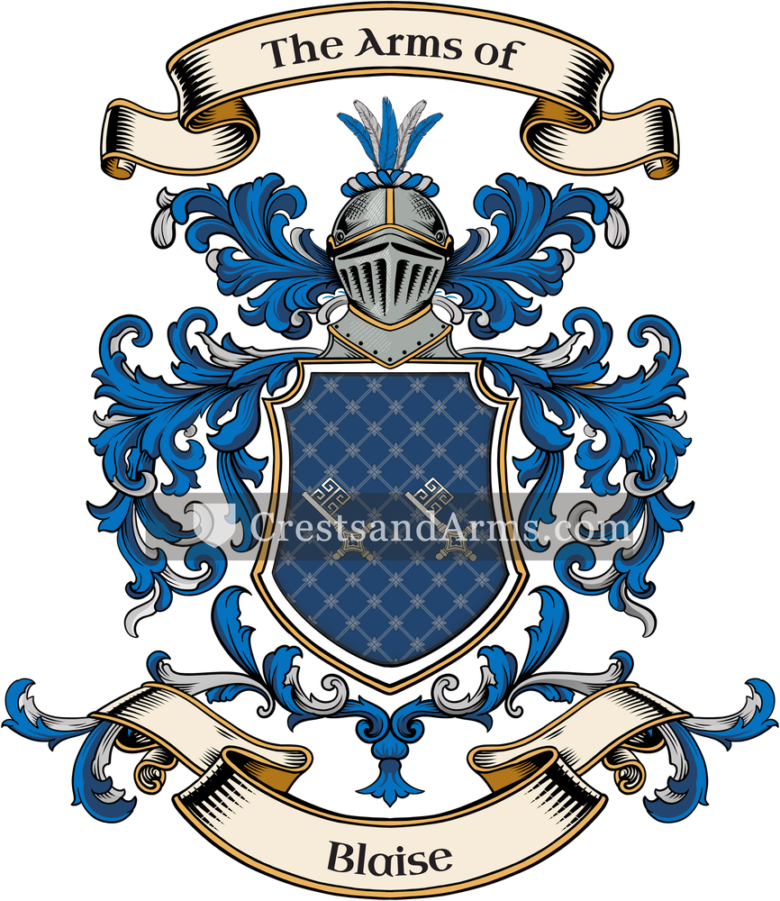 The Blaise coat of arms, drawn from the recorded blazon