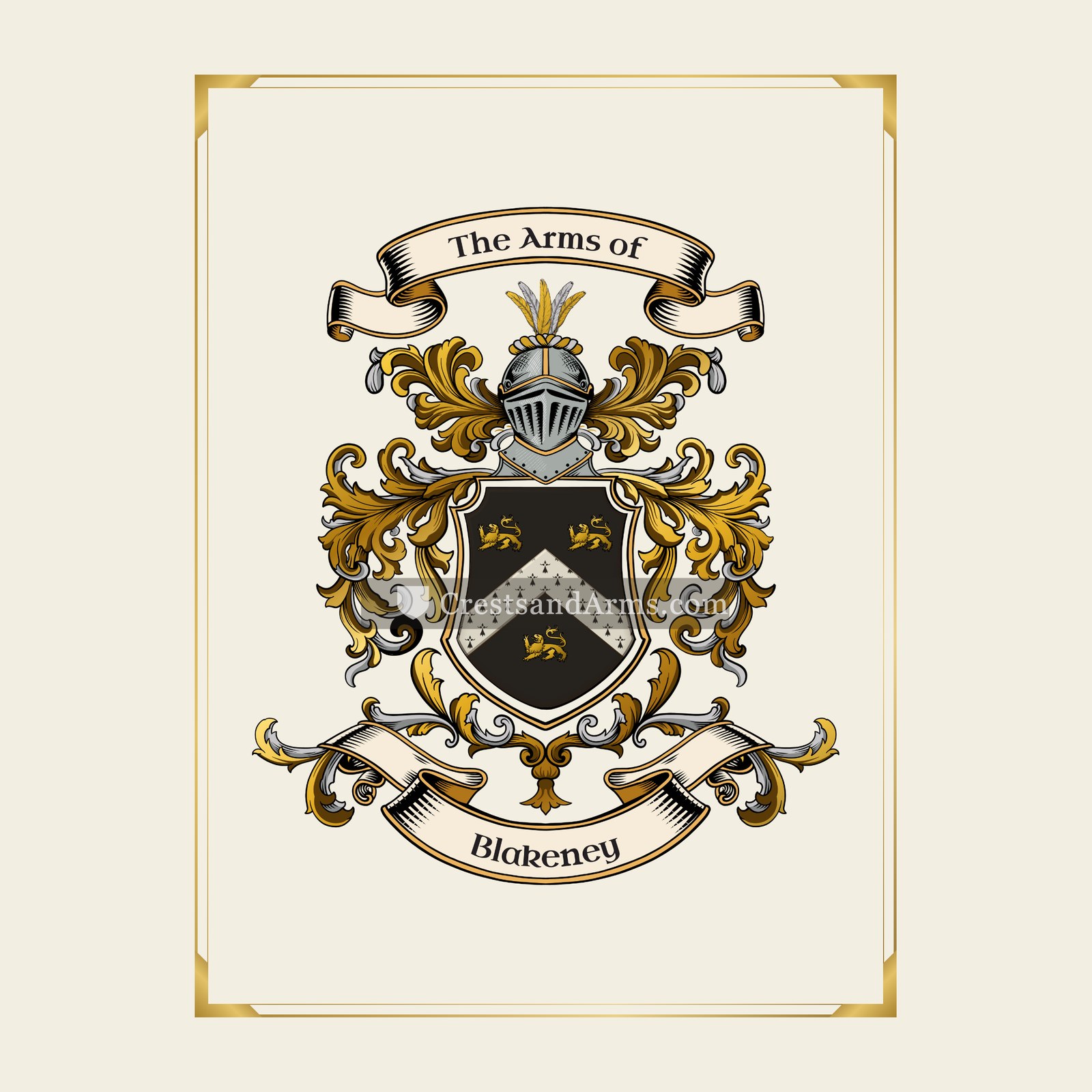 With gold border