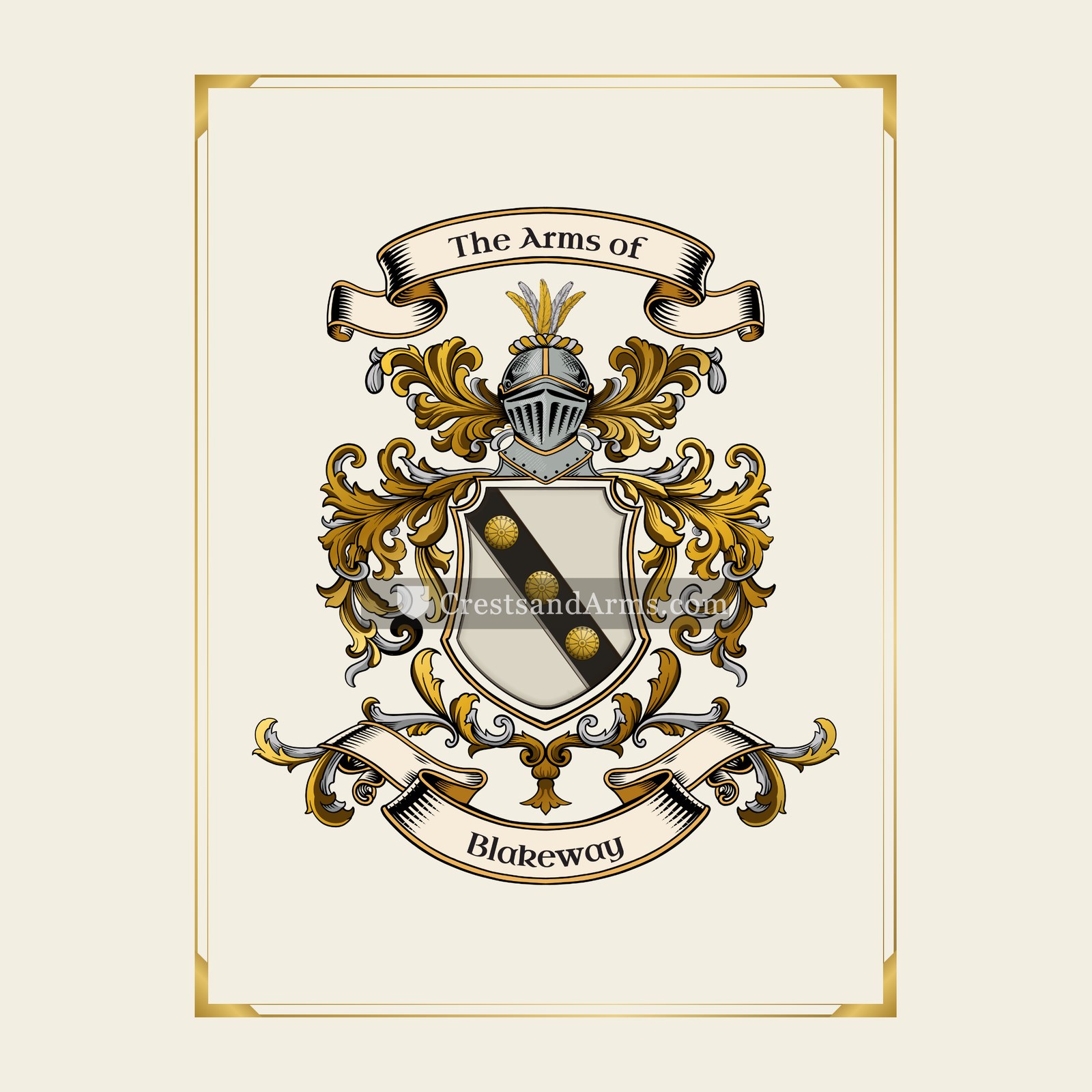 With gold border