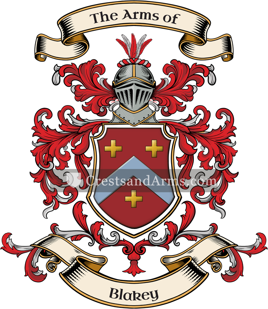 The Blakey coat of arms, drawn from the recorded blazon