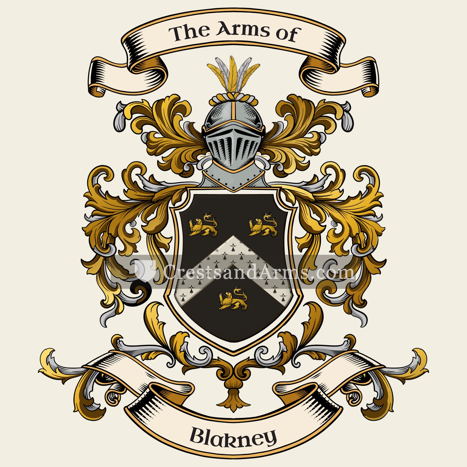 The Blakney coat of arms, drawn from the recorded blazon