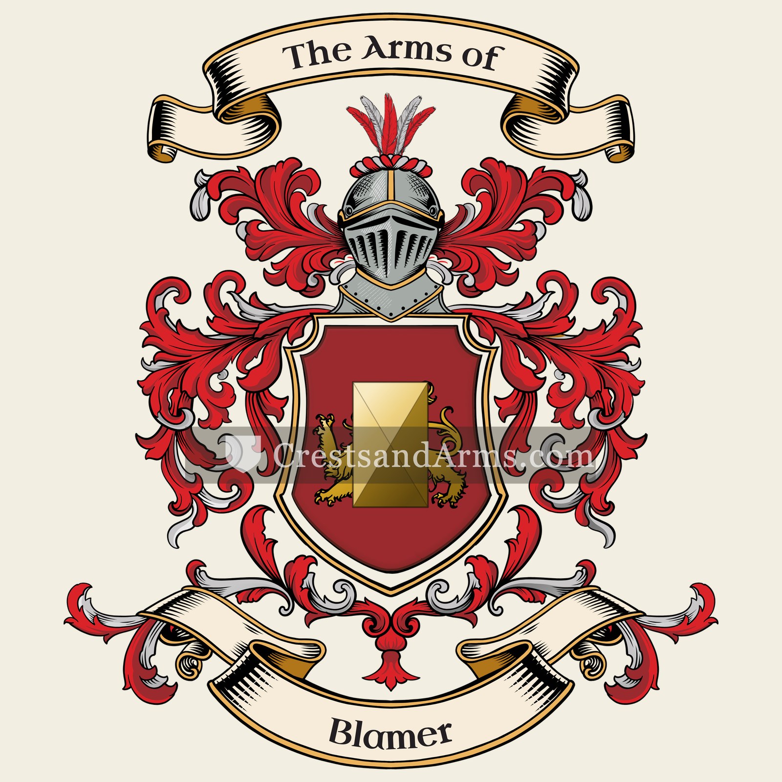 The Blamer coat of arms, drawn from the recorded blazon