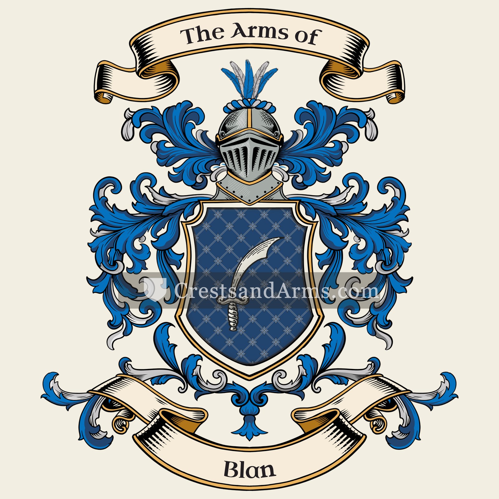 The Blan coat of arms, drawn from the recorded blazon