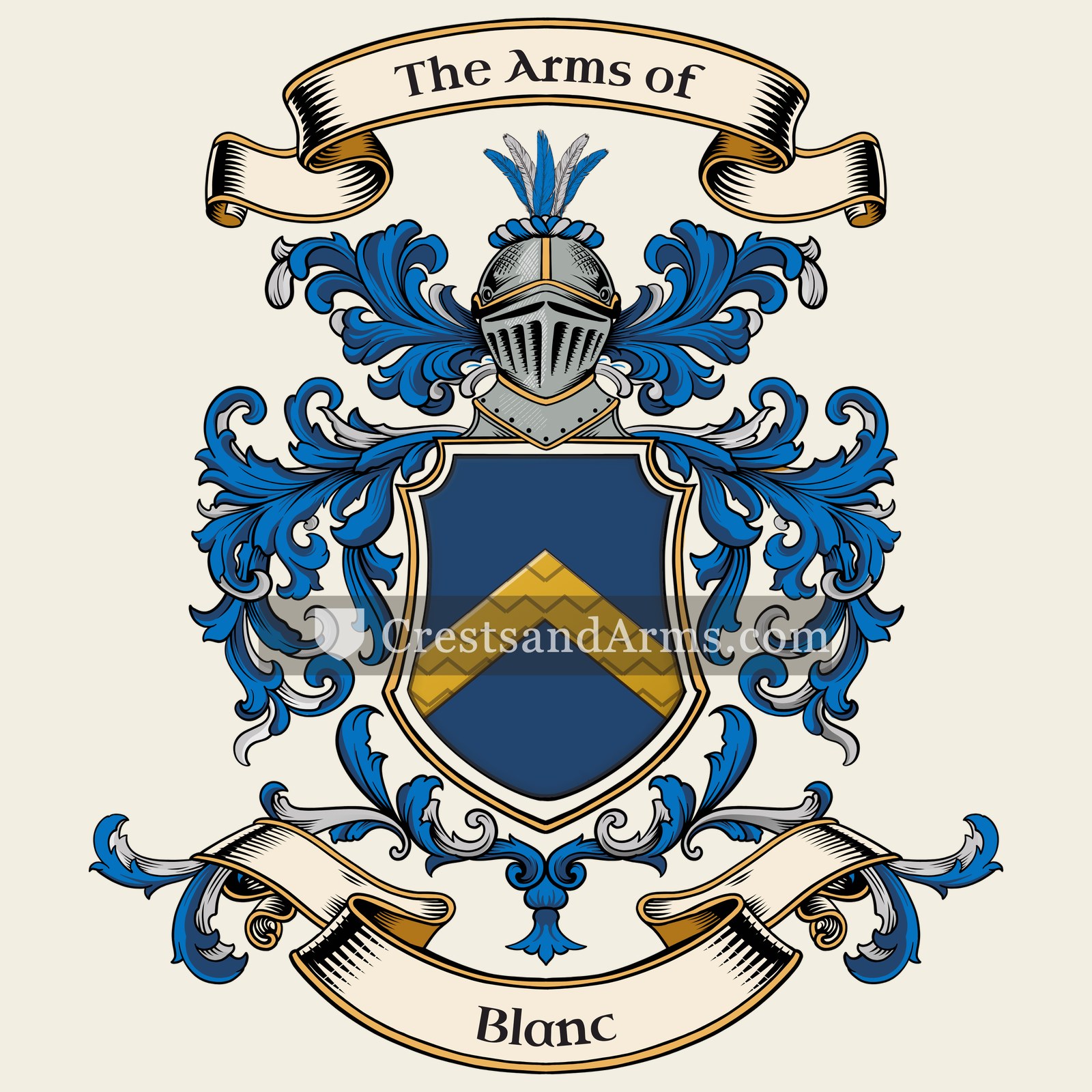The Blanc coat of arms, drawn from the recorded blazon