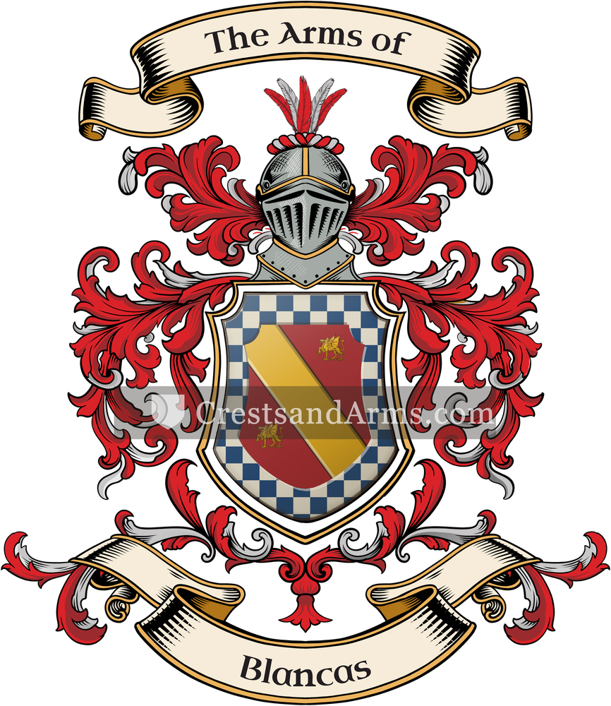 The Blancas coat of arms, drawn from the recorded blazon
