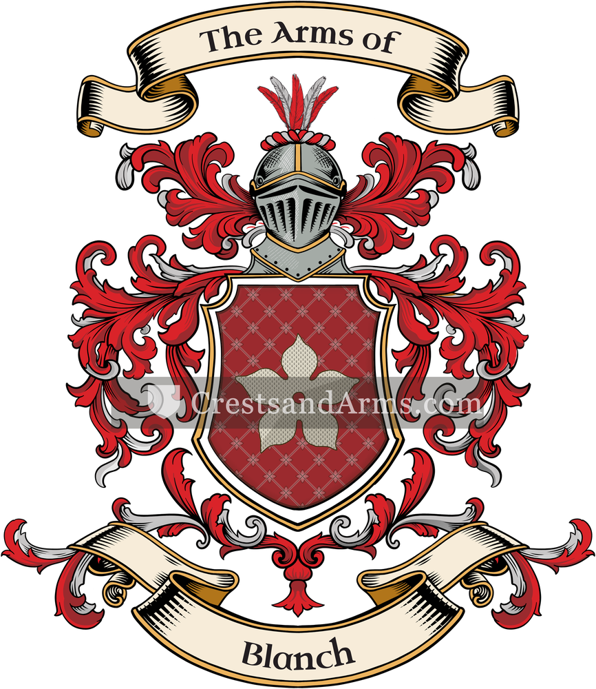 The Blanch coat of arms, drawn from the recorded blazon