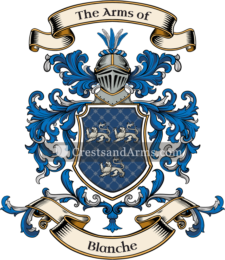 The Blanche coat of arms, drawn from the recorded blazon
