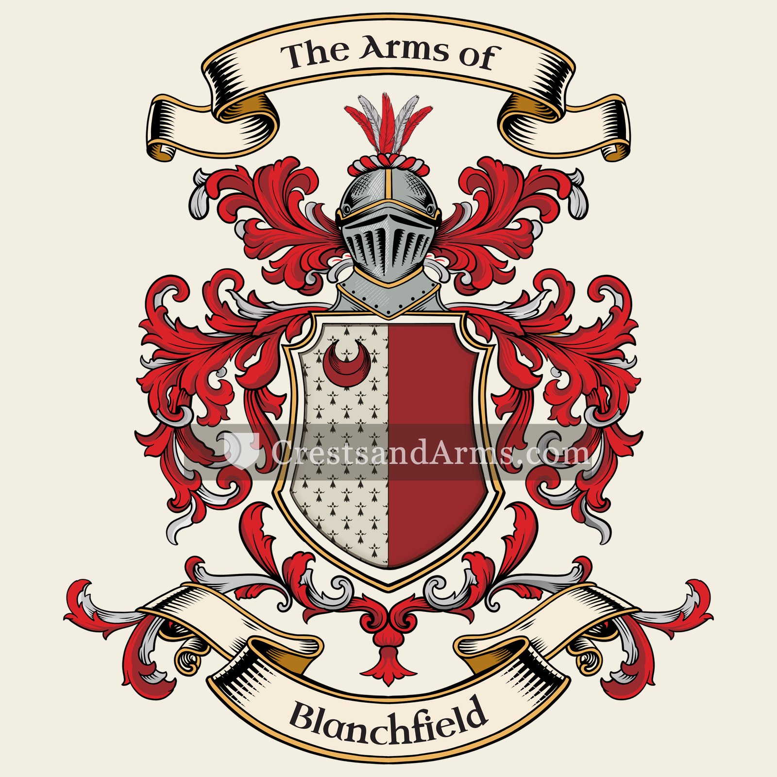The Blanchfield coat of arms, drawn from the recorded blazon