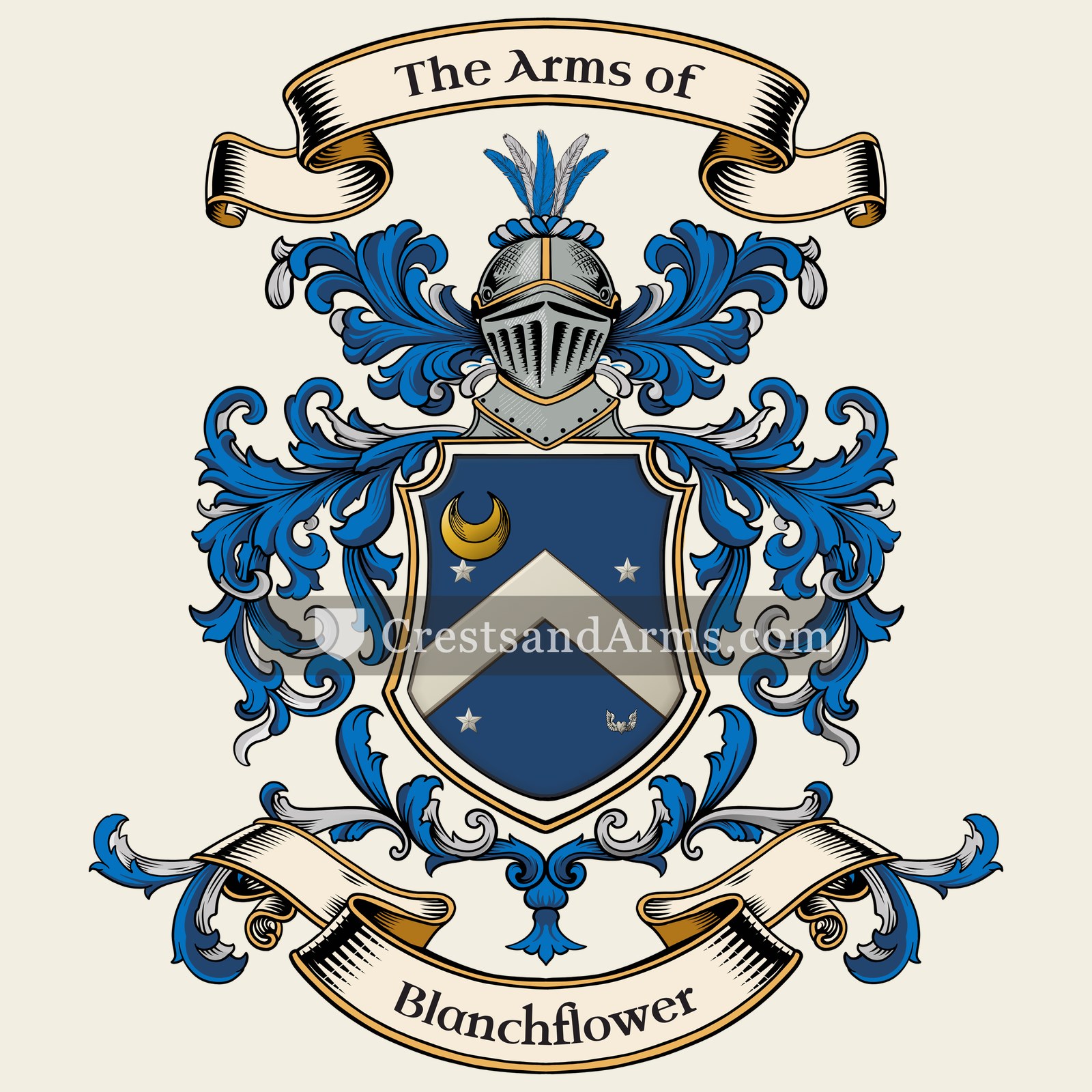 The Blanchflower coat of arms, drawn from the recorded blazon