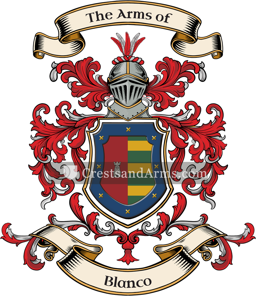 The Blanco coat of arms, drawn from the recorded blazon